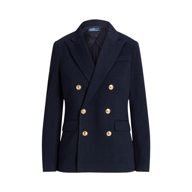 Navy Dobbelspendt Knit Blazer