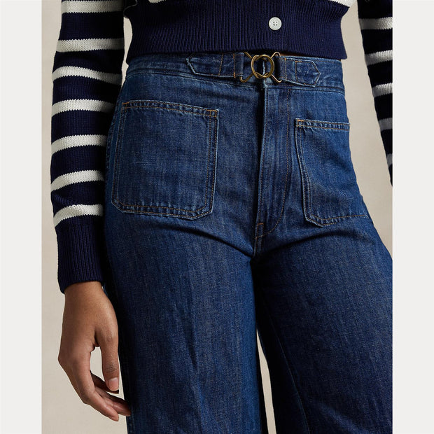 Blå Wide Leg Flare Jeans