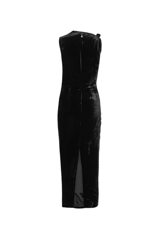 Sort Velvet Ruched Midi Dress - Stilshoppen