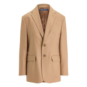 Camel Stretch Wool Two-Button Blazer