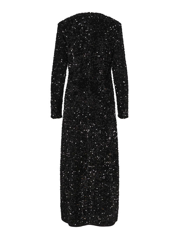 Sort Long Sequins Dress - Stilshoppen