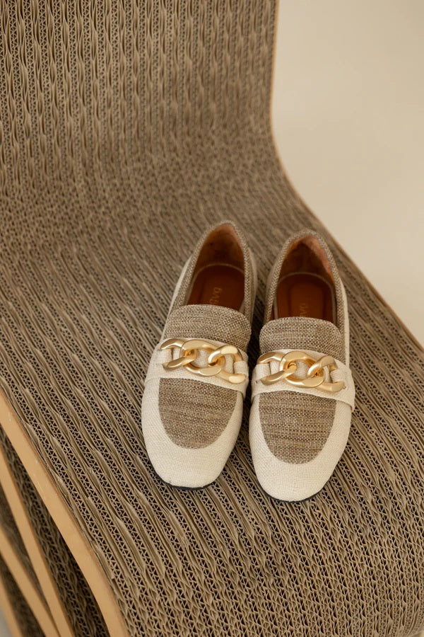 Beige/Taupe Moccasin sko - Stilshoppen