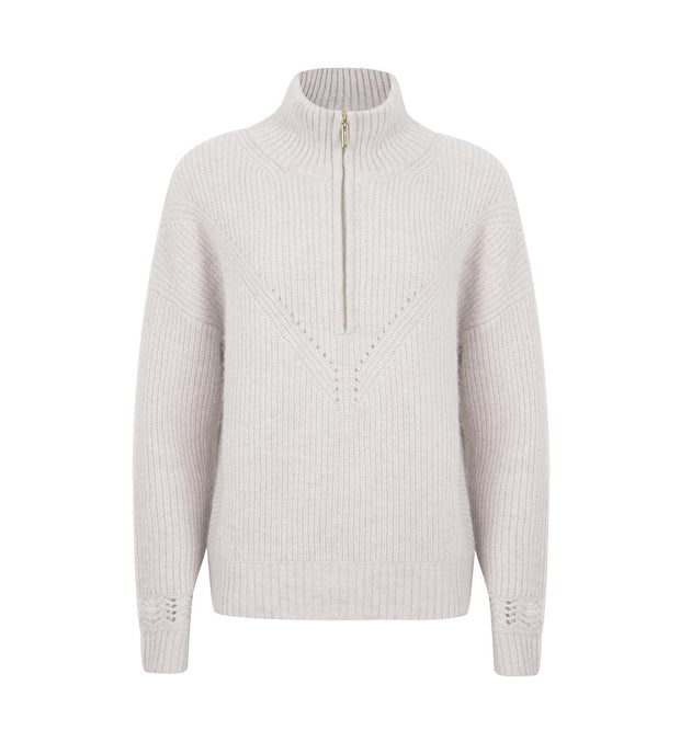 Gråhvit Kyle Zip sweater - Stilshoppen