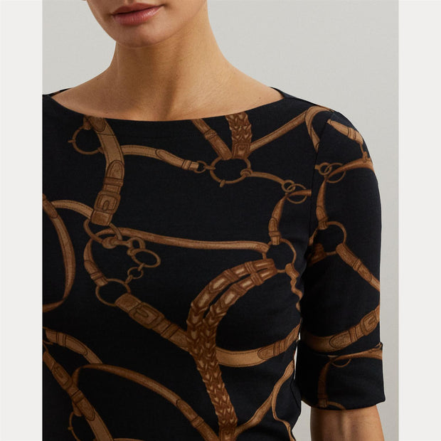 Sort/Tan Judy Boatneck Top - Stilshoppen