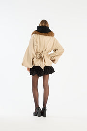 Creme Faux Fur Collar Jacket