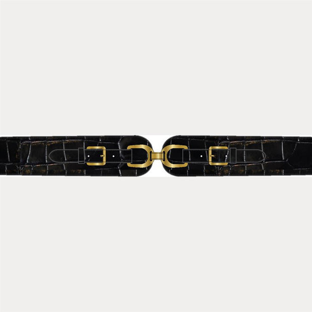 Black Wide Link Belte