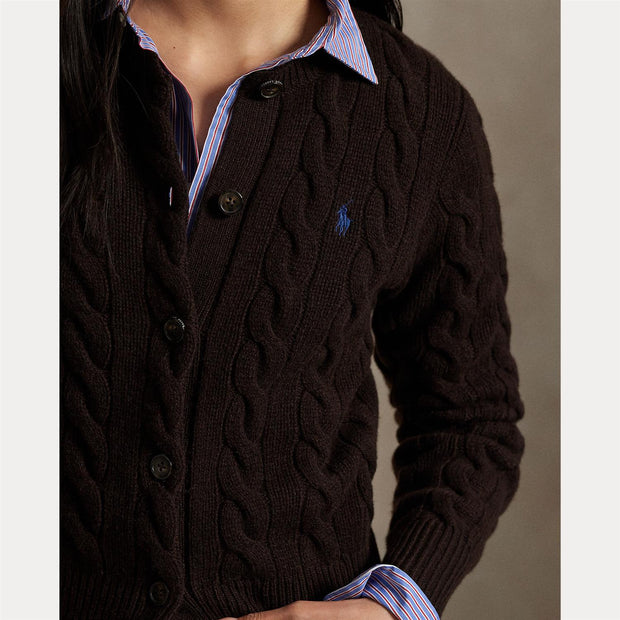 Brown Cabel Knit Wool-Cashmere cardigan - Stilshoppen