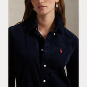 Navy Slim Fit Corduroy Shirt - Stilshoppen