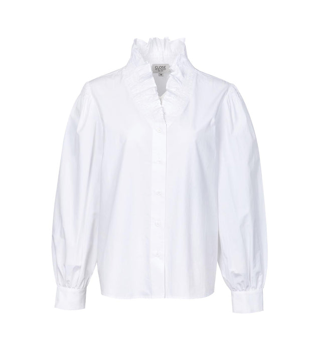 Hvit Irene Ruffle Blouse - Stilshoppen