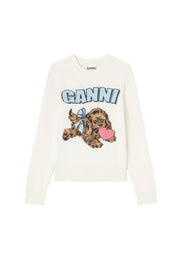 Offwhite Graphic Wool Mix Fluffy Puppy Love Crewneck - Stilshoppen
