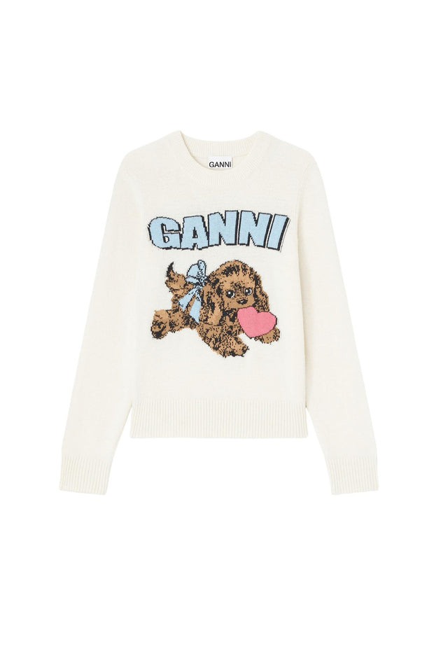 Offwhite Graphic Wool Mix Fluffy Puppy Love Crewneck - Stilshoppen