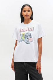 Hvit Neon Puppy t-shirt - Stilshoppen