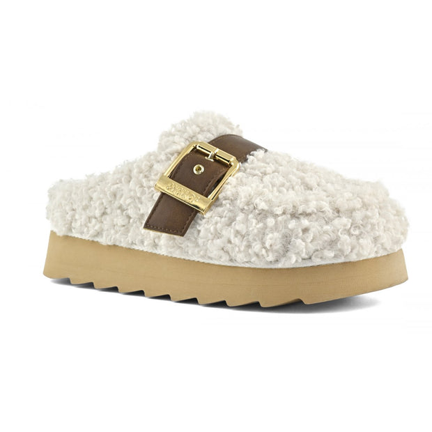 Hvit Teddy Platform Moccasin