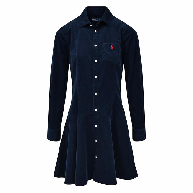 Navy Corduroy A-line Dress