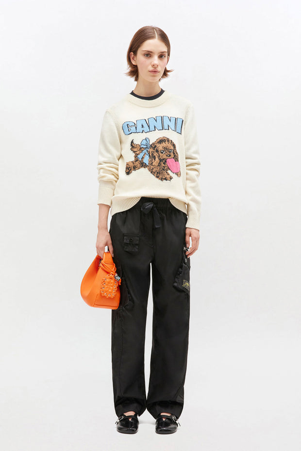 Offwhite Graphic Wool Mix Fluffy Puppy Love Crewneck - Stilshoppen