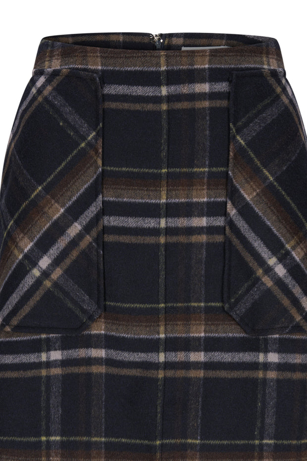 Navy Adam Check Skirt