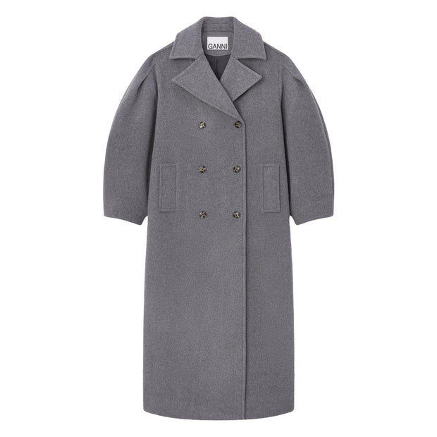 Grå Peacoat Wool Long Coat - Stilshoppen