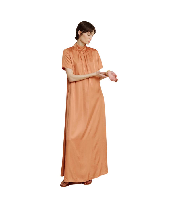 Satin A-line shortsleeve Dress