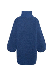 Navy Fam Patch Long Sweater - Stilshoppen