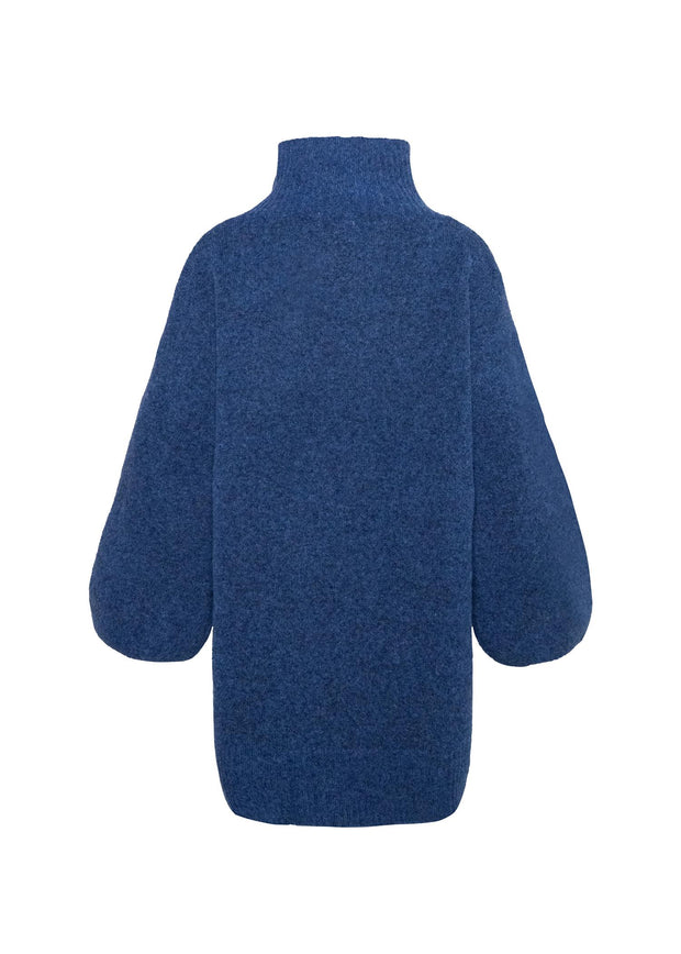 Navy Fam Patch Long Sweater - Stilshoppen