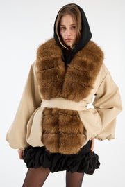 Creme Faux Fur Collar Jacket