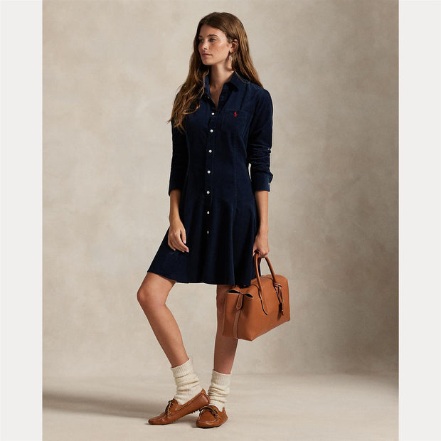 Navy Corduroy A-line Dress
