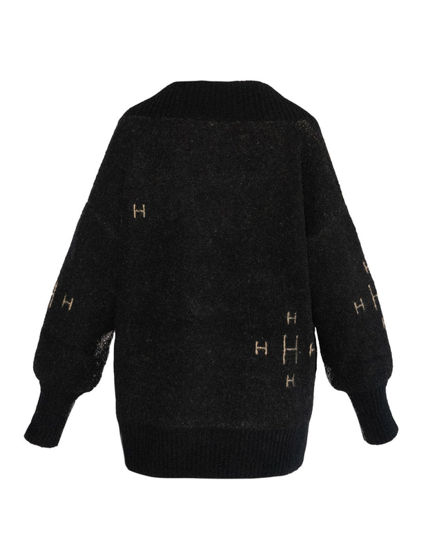 Fam V-neck sweater Jet black - Stilshoppen