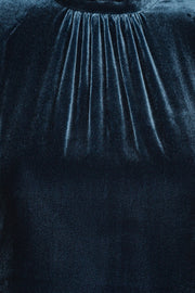 Blå Silk Velvet LS Mini Dress - Stilshoppen