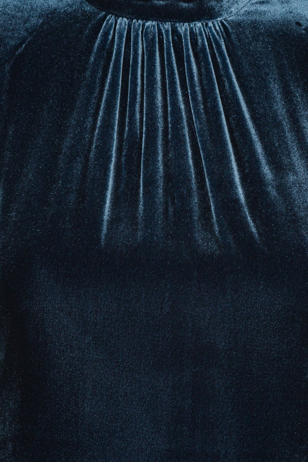 Blå Silk Velvet LS Mini Dress - Stilshoppen