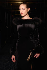 Sort Long Velvet Dress - Stilshoppen