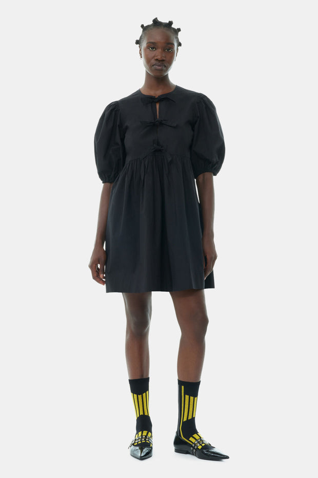 Cotton Poplin Tie Mini Dress