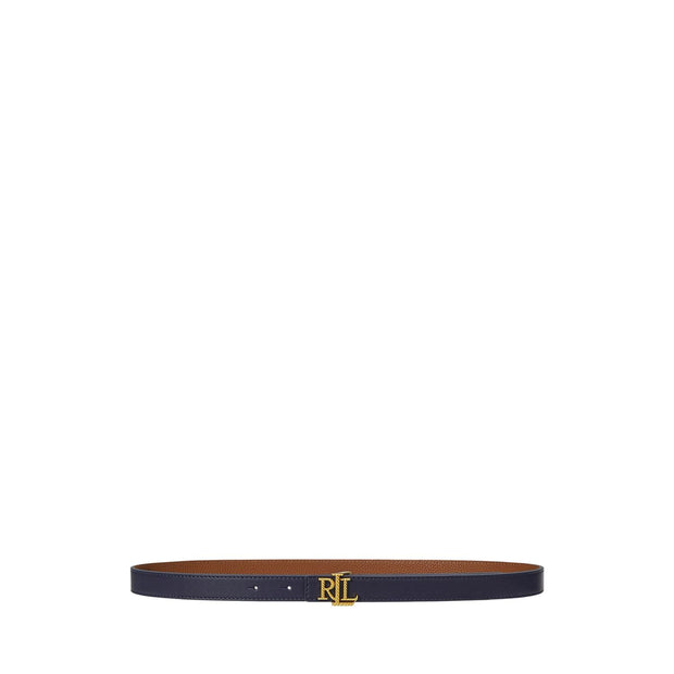 Navy Logo Reversible Embossed Skinny Belt - Stilshoppen