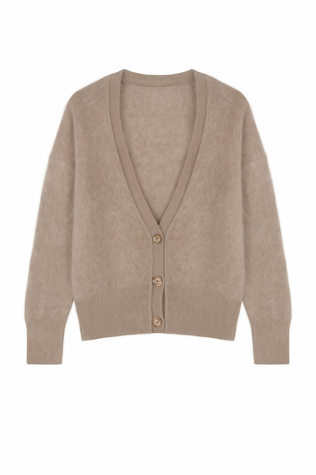 Beige Gilet Button Cardigan - Stilshoppen