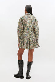 Printed Stretch Cotton Buttoned Mini Dress - Stilshoppen