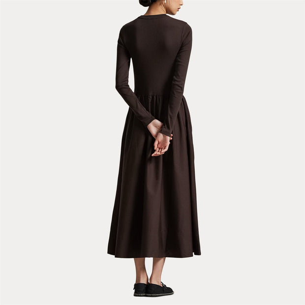 Brown Knit A Line Dress