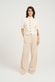 Beige ElarahGZ linen HW pants