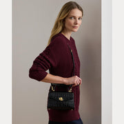 Sort Crocodile Small Farrah Satchel