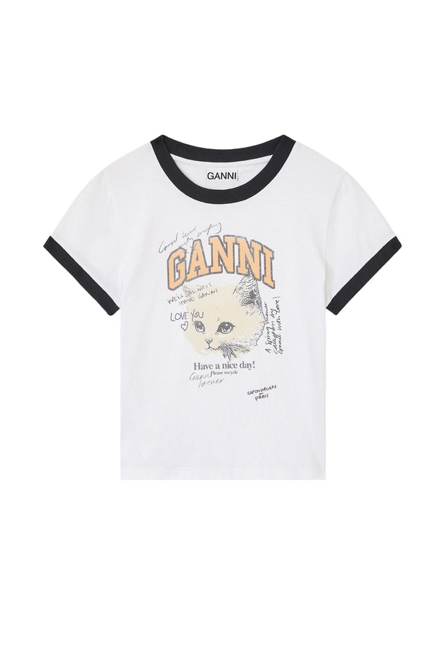 Hvit Basic Kitty Fitted T-shirt - Stilshoppen