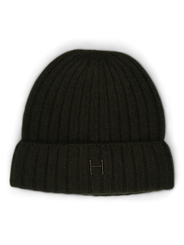 Black Cashmere Rib Beanie - Stilshoppen