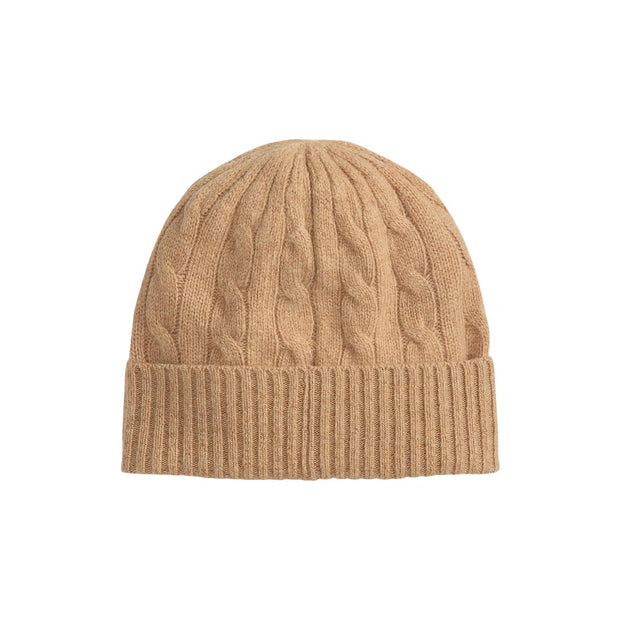 Beige Cabel Knit Wool hat - Stilshoppen