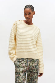 Hvit Cotton Wool Stripe Sweater