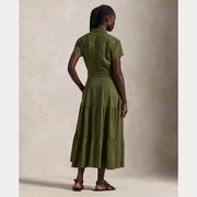 Oliven Belted Tiered Shirtdress - Stilshoppen