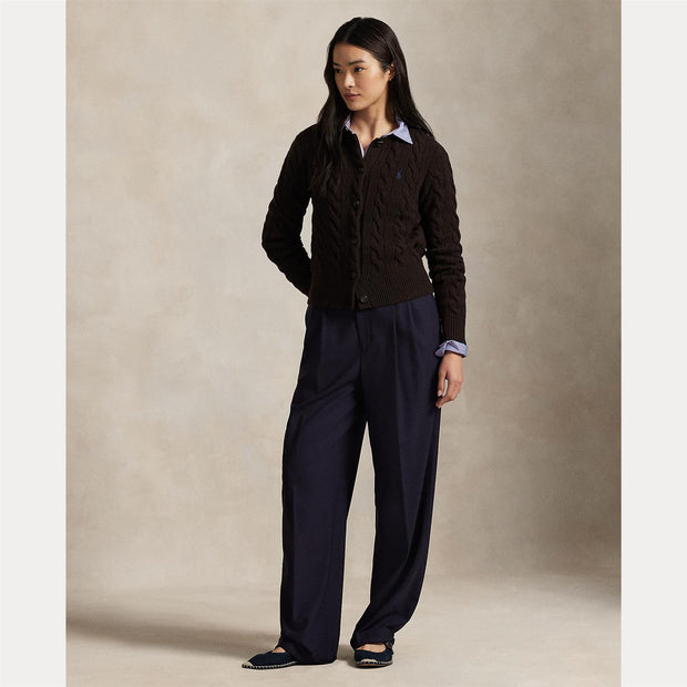 Brown Cabel Knit Wool-Cashmere cardigan - Stilshoppen