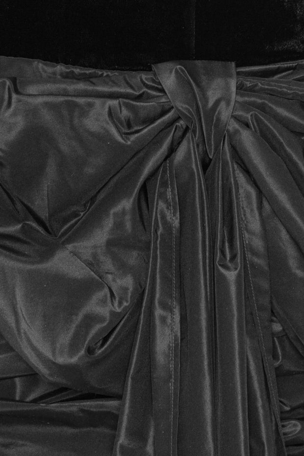 Sort Velvet Bow Mini Dress - Stilshoppen