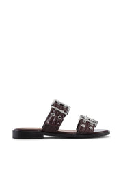 Feminine Buckle Two Strap Sandal Oleatex