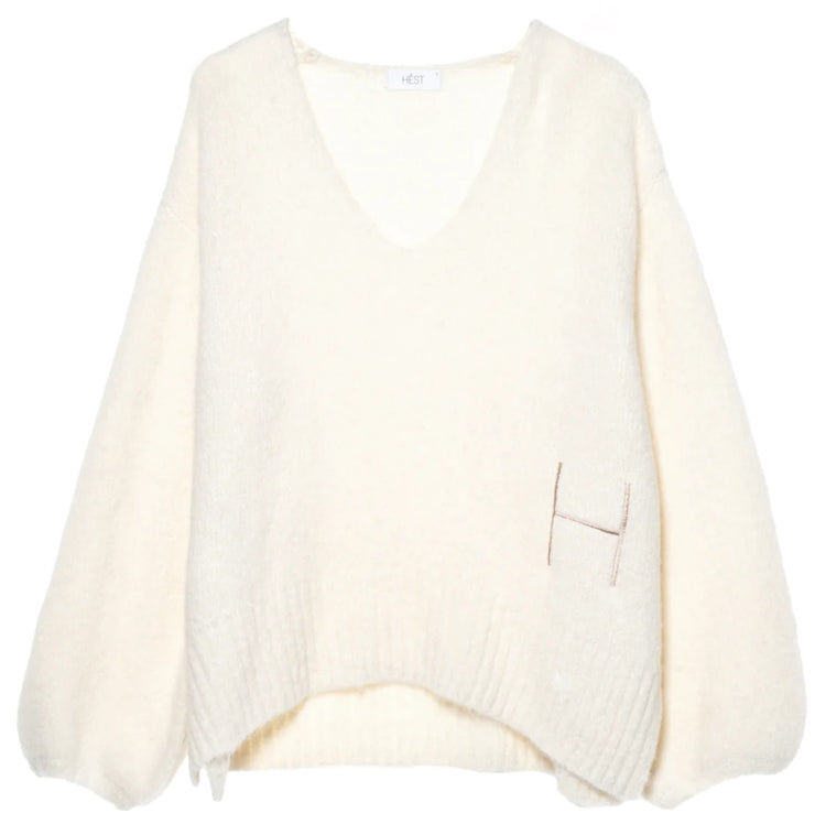 White Sofie V-neck Sweater