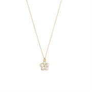 Gene White Enamel Flower Dangling Necklace