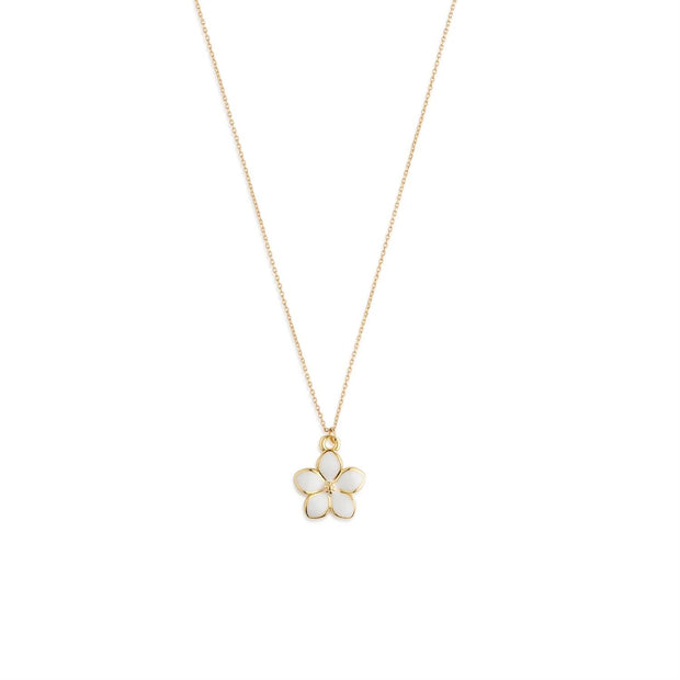 Gene White Enamel Flower Dangling Necklace