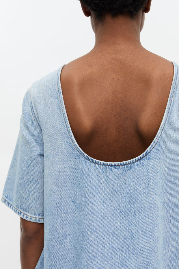 Soft Rigid Open Back Mini Dress