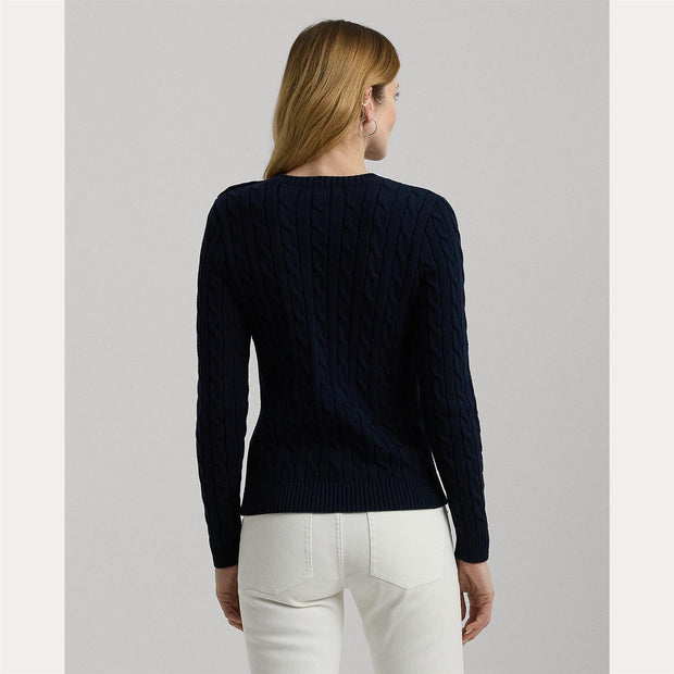 Navy Button Cable Knit Sweater - Stilshoppen